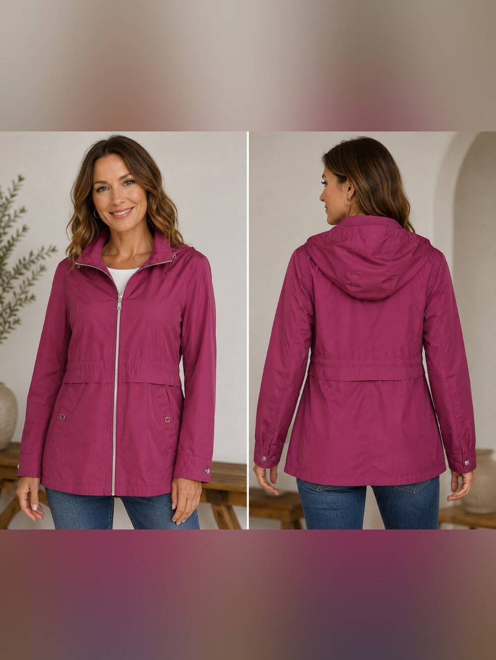 Vince Camuto Women’s Hooded Anorak Jacket - Berry Pink